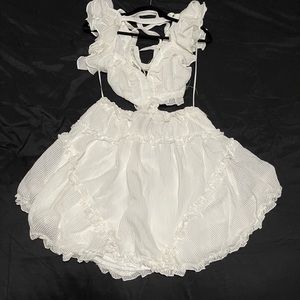 Luxxel White Ruffle Tiered Cutout Dress